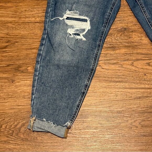 Maurices Medium Wash High Rise Patch Ripped Skinny Cropped Jeans XL - Picture 3 of 11